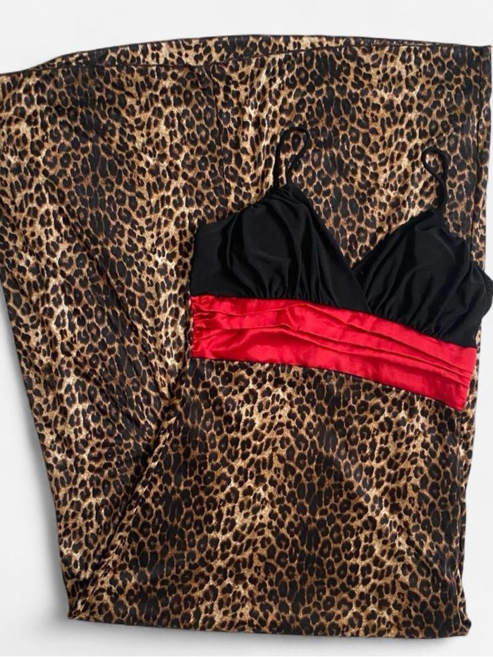 Vintage Y2K leopard print satin maxi dress